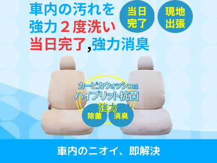 嘔吐対応や消臭お任せください☆当日洗浄☆当日乾燥☆年間施工台数300台以上！のサービス写真1